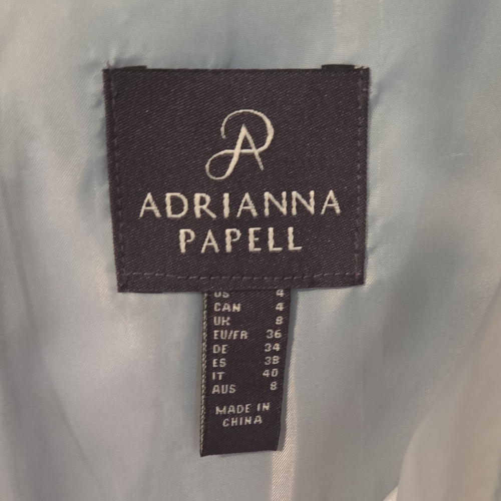 Adrianna Papell Metallic Floral Jacquard Organza Trim A-line Dress Size 4 - Picture 5 of 5